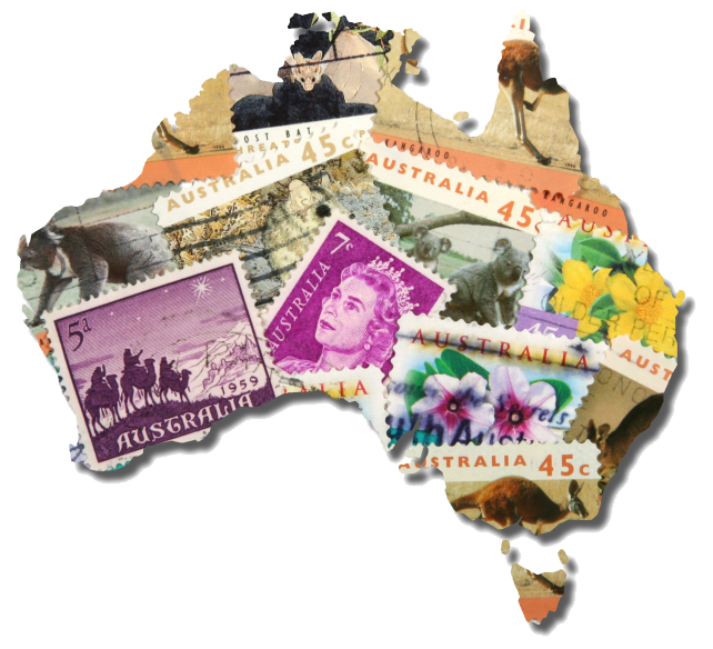 Australian Map made out of stamps